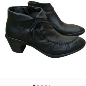Rieker “Rebecca” Black Heeled Ankle Boots Genuine Leather